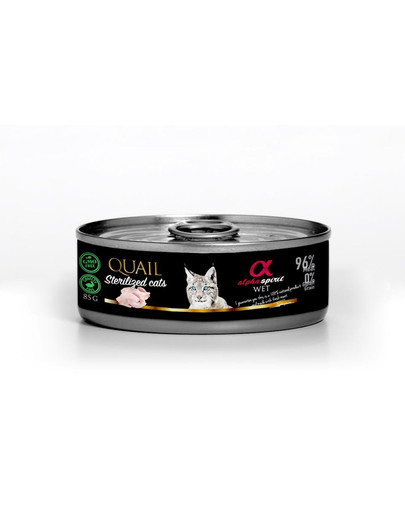ALPHA SPIRIT Quail for sterilised cats 85 g Křepelčí konzerva pro kastrované kočky