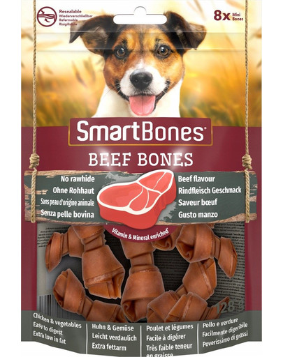 SmartBones Beef Bones Mini 8 ks kousací kosti pro malé psy