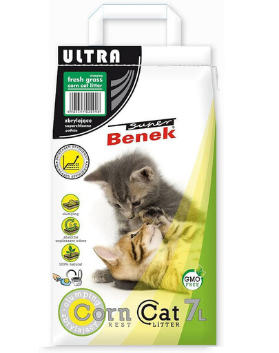 BENEK Super Corn Cat Ultra kukuřičné stelivo Čerstvá tráva 7l