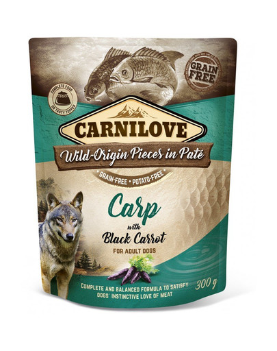CARNILOVE Dog Pouch Paté Carp with Black Carrot 300g