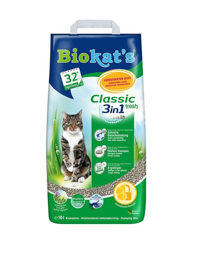 BIOKAT'S Classic 3v1 10 l Fresh bentonitové stelivo s vůní svěží trávy