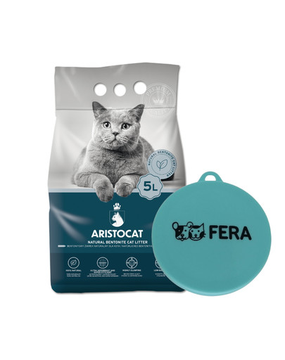 ARISTOCAT Bentonite Plus bentonitové stelivo přírodní 5 l + FERA Víčko na konzervy