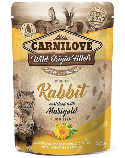 CARNILOVE Cat Pouch Kitten Rich in Rabbit with Marigold 85 g