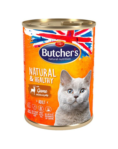 BUTCHER'S Natural&Healthy Cat s kousky zvěřiny v želé 400g