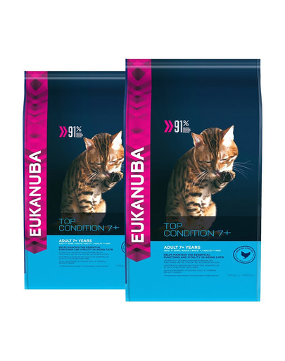 EUKANUBA Cat Senior All Breeds Top Condition Chicken & Liver 2 x 10 kg