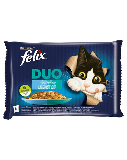 FELIX Duo Lahodný výběr z ryb ( treska a losos, losos a sardinky, sleď a pstruh, pstruh a makrela ) 4x85 g