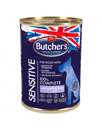 BUTCHER'S Blue Sensitive s s jehněčím a rýží - plechovka 390g
