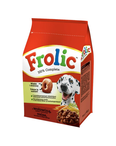 FROLIC 5x750g - suché krmivo pro psy s hovězím masem, zeleninou a obilovinami