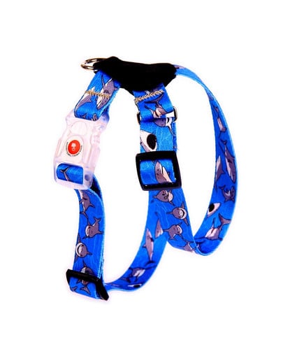FERA Postroj kožený LED Shark 36-60 cm 2 cm