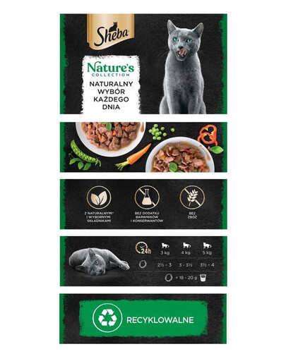 SHEBA Nature's Collection Drůbeží příchutě v omáčce 8x85g kuře s paprikou a krůtí maso s mrkví