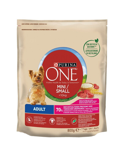 PURINA ONE Mini / Small bohaté na hovězí s rýží pro malá plemena 800 g