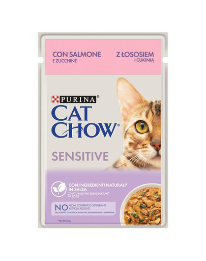 PURINA CAT CHOW Sensitive Losos a cuketa omáčce 26 x 85 g