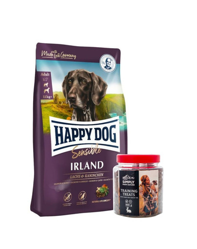 HAPPY DOG Supreme irland 12.5 kg + Tréninkové pamlsky se zaječím masem a zeleným čajem 300 g