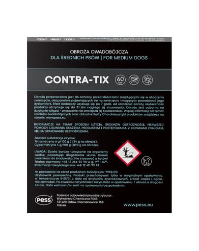 PESS Contra-Tix Antiparazitní obojek pro střední psy 60 cm
