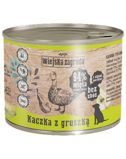 WIEJSKA ZAGRODA Kachna s hruškou 200g bezobilná konzerva pro psy