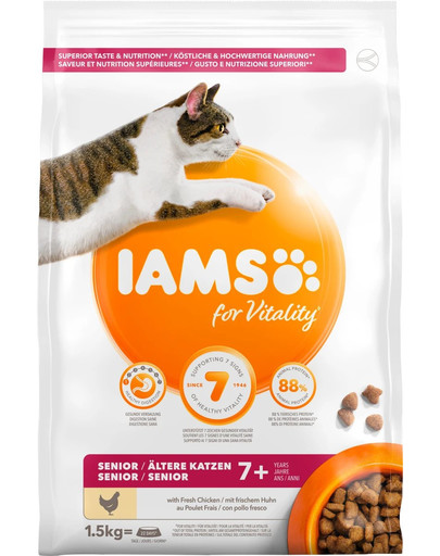 Levně IAMS For Vitality Cat Senior Chicken 1.5 kg