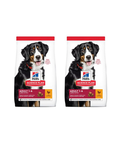 HILL'S Science Plan Canine Adult Large breed Chicken 2 x 18 kg krmivo pro psy velkých plemen kuře