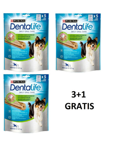 PURINA Dentalife Medium 115g (5ks) 3 + 1 ZDARMA
