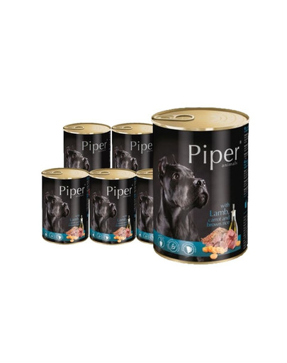 DOLINA NOTECI PIPER konzerva pro dospělé psy s jehněčím masem, mrkví a hnědou rýží 12x800 g