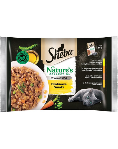 SHEBA Nature’s Collection Vlhké kompletní krmivo pro dospělé kočky v sáčku s želé 4x85g, drůbeží příchuť