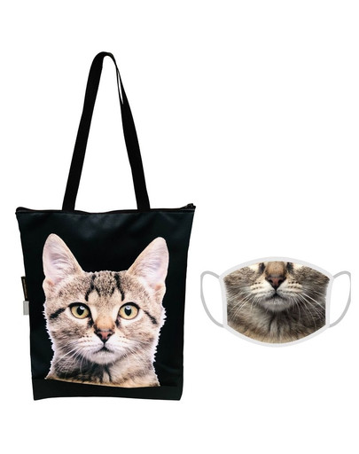 FERA Klasická nákupní taška Kočka + ochranná rouška
