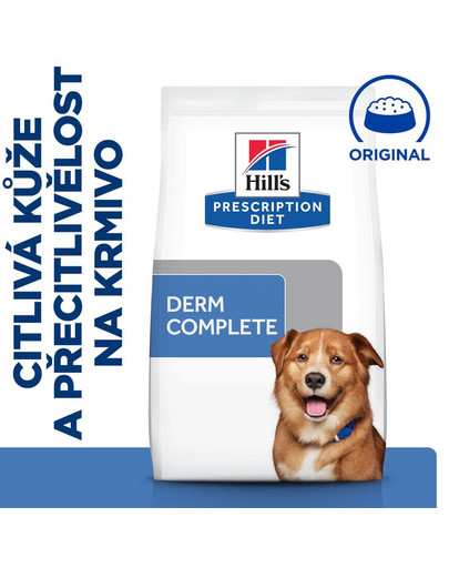HILL'S Prescription Diet Canine Derm Complete 12 kg krmivo pro posílení kůže psů