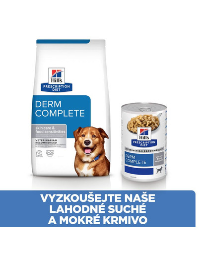 HILL'S Prescription Diet Derm Complete Přecitlivělost na prostředí/krmivo krmivo pro psy konzerva 370 g