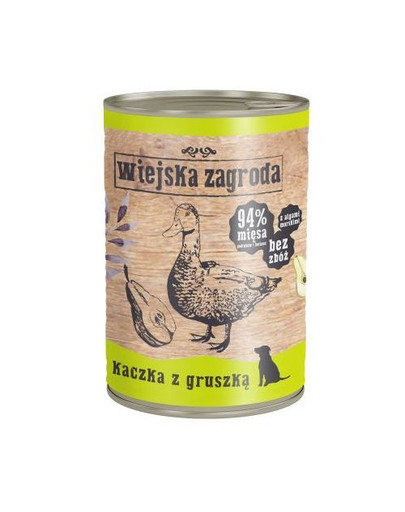 WIEJSKA ZAGRODA Kachna s hruškou 400g bezobilná konzerva pro psy