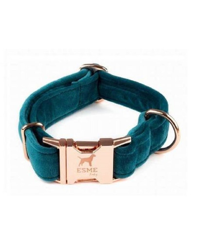 ESME FOR DOG Velurový obojek pro psy azurový XS/2 cm