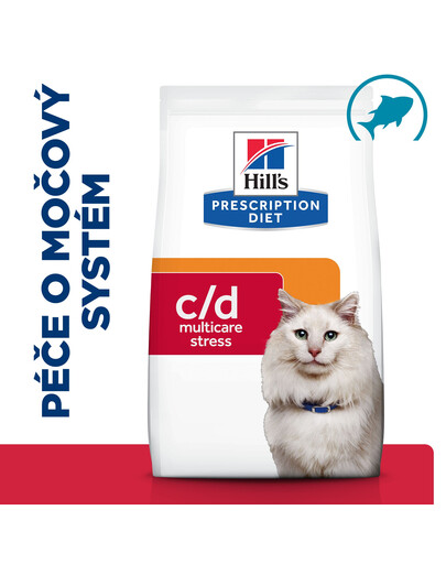 HILL'S Prescription Diet c/d Stress Péče o močový systém granule pro kočky 8 kg Mořské ryby