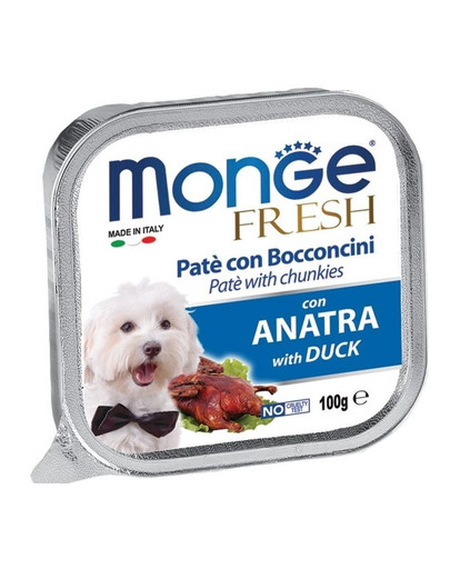 MONGE Dog Fresh paštika a kousky s kachnou 100g