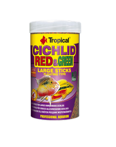 TROPICAL Cichlid red&green velké tyčinky 250 ml (75 g)