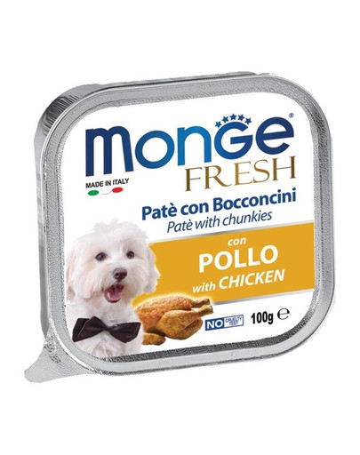 MONGE Dog Fresh Paštika a kousky s kuřecím 100g