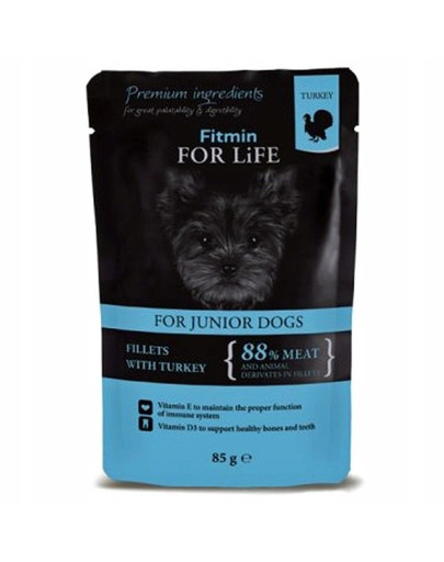 FITMIN Dog pouch Puppy Turkey in gravy 85g