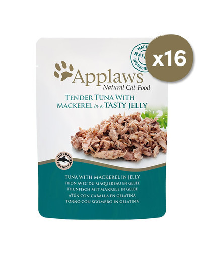 APPLAWS Cat Pouch Tuňák a makrela v želé 16 x 70 g