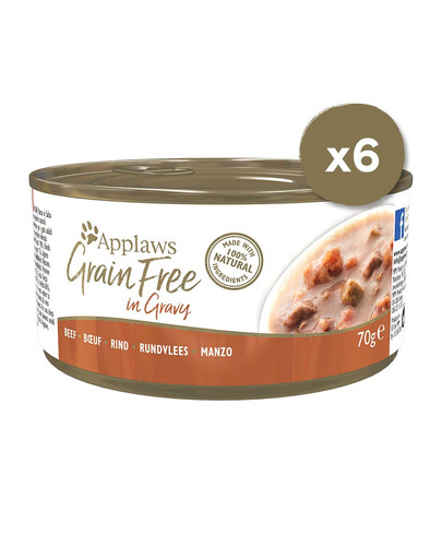 APPLAWS Cat Tin Grain Free Hovězí v omáčce 6 x 70g