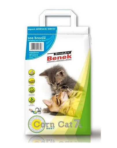 BENEK Super corn cat Kukuřičné stelivo mořský vánek 7l