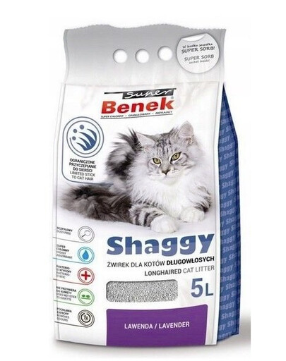 BENEK Shaggy Bentonitové stelivo Levandule 5 l