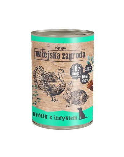 WIEJSKA ZAGRODA Králík a krůtí 400g bezobilná konzerva pro psy