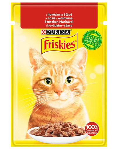 FRISKIES Cat hovězí ve šťávě 85g