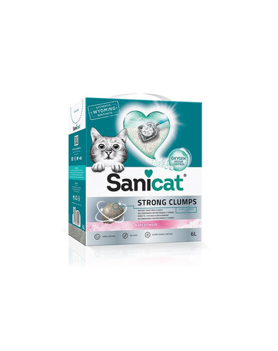 SANICAT Strong Clumps 10 l bentonitový kočkolit Baby powder