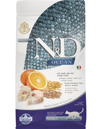 N&D Low Grain OCEAN CAT Adult Codfish & Orange 1,5 kg
