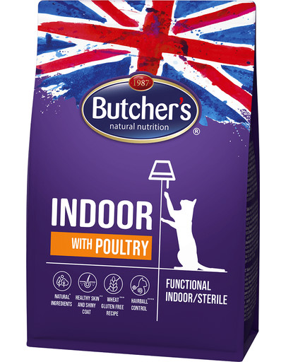BUTCHER'S Functional Cat Dry Indoor s drůbežím 800 g
