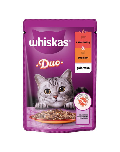 WHISKAS Adult sáček 85 g mokré krmivo pro dospělé kočky v želé s hovězím a drůbežím