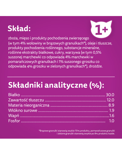 WHISKAS Adult 300g suché krmivo pro dospělé kočky s lahodným hovězím masem