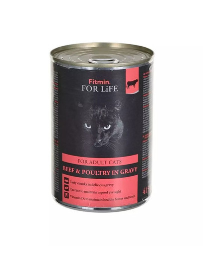 FITMIN For Life Adult Cats Beef Poultry in Gravy 415g
