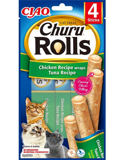 INABA Churu Rolls Chicken 4x10g s kuřecím masem a tuňákem