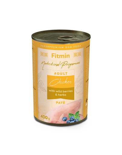 FITMIN Dog Nutritional Programme Tin Chicken with herbs and wild berries 400g kuře s bylinkami a lesními plody