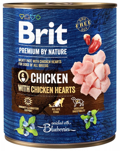 BRIT Premium by Nature Chicken with Chicken hearts 800g konzerva pro psy