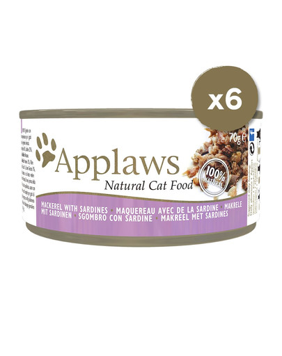 APPLAWS Cat Tin 6 x 70 g konzerva pro kočky s makrelou a sardinkami